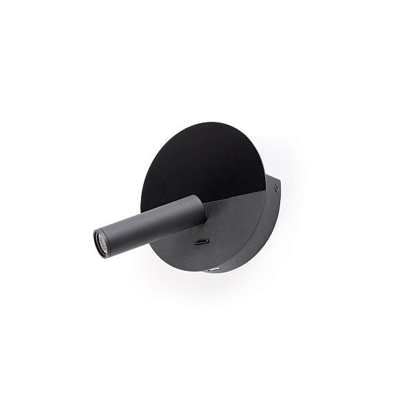 DUAS Бра с ридером черный USB C LED 3W 2700K