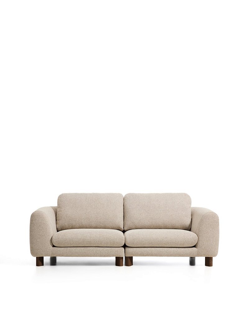 3-местный диван Vera бежевого цвета с ножками из ясеня, отделка под орех, 230 см