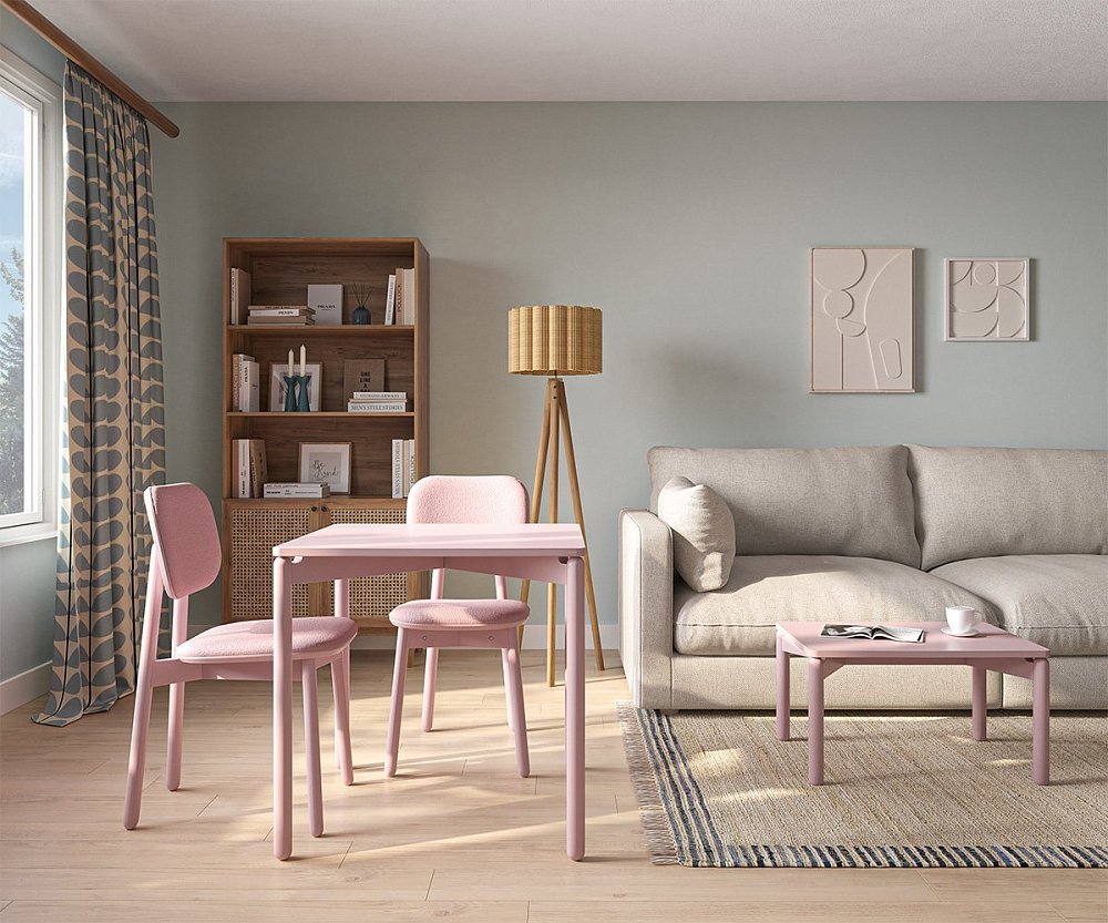 Стул с обивкой saga, рогожка, розовый
