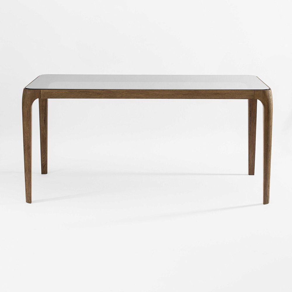 Стол Лион прямоугольный 161,4*86,4 см столешница стекло графит каркас массив дуба тон терра (масло)