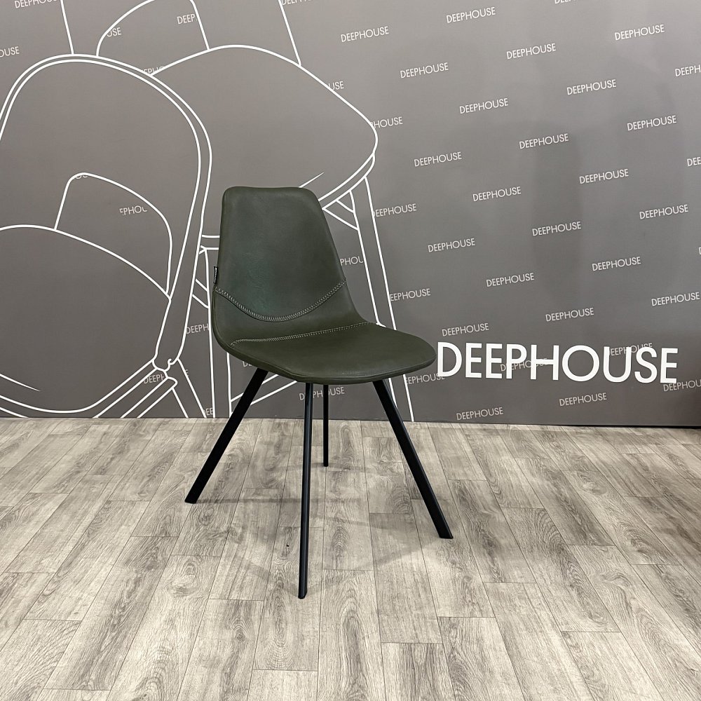 Стул Бормио темно-зеленая экокожа + ножки черные