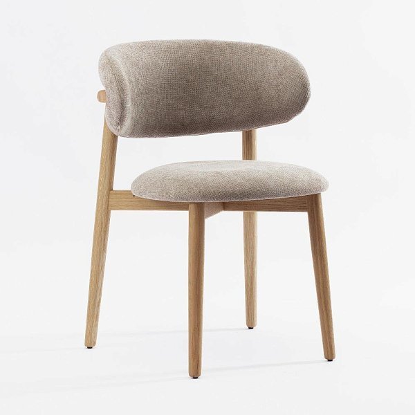 Стул Феррара бежево-коричневая ткань ножки дуб тон натуральный (масло)