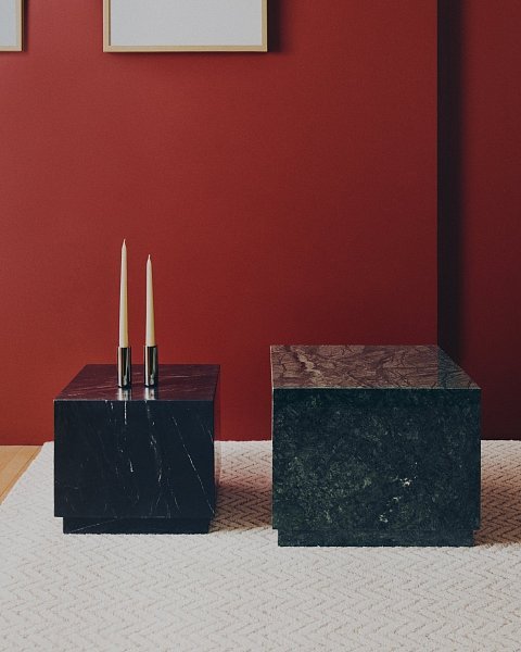 Приставной столик Sorein из зеленого мрамора 40 x 40 см