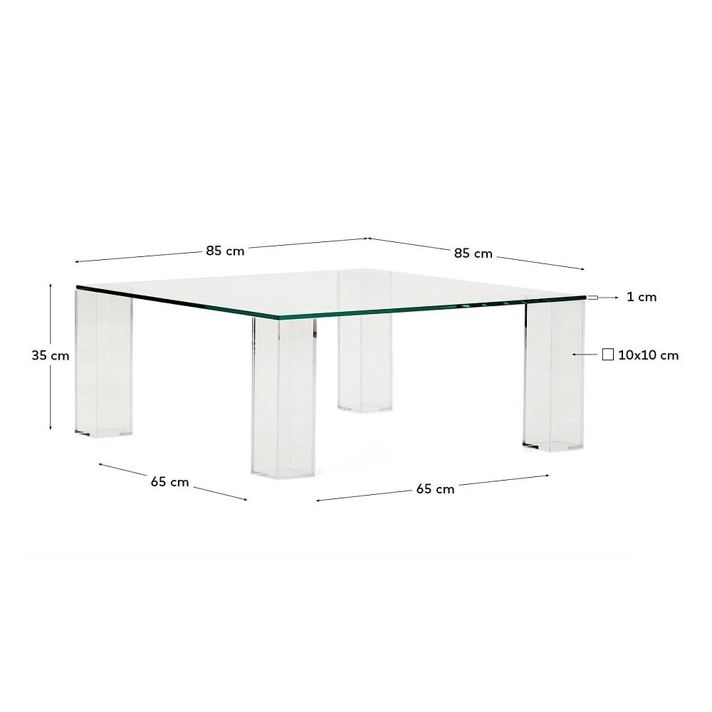 Журнальный столик Adularia из стекла прозрачного цвета 85 x 85