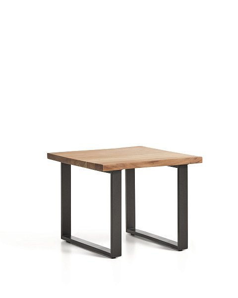 Приставной столик Uxue из акации с ножками из черной стали, 65 x 65 см