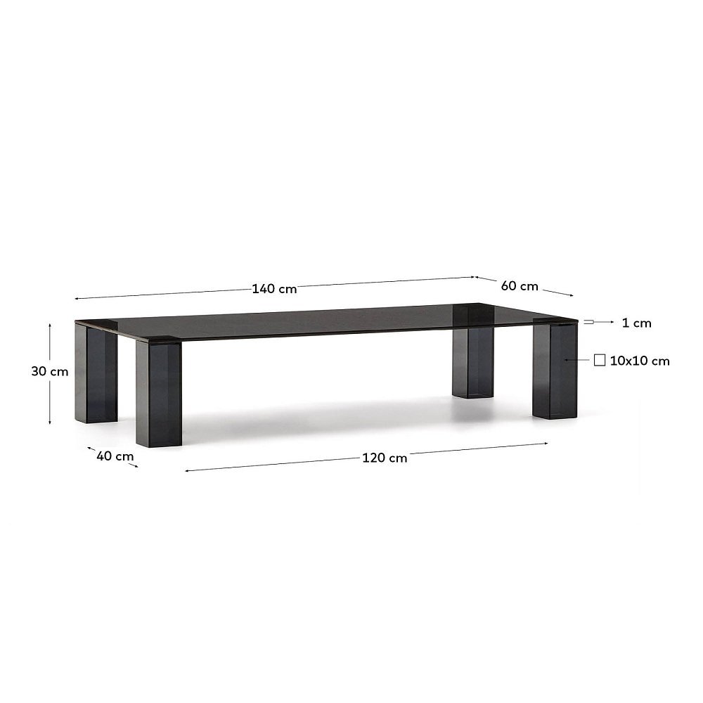 Журнальный столик Adularia из стекла темно-серого цвета 140 x 60