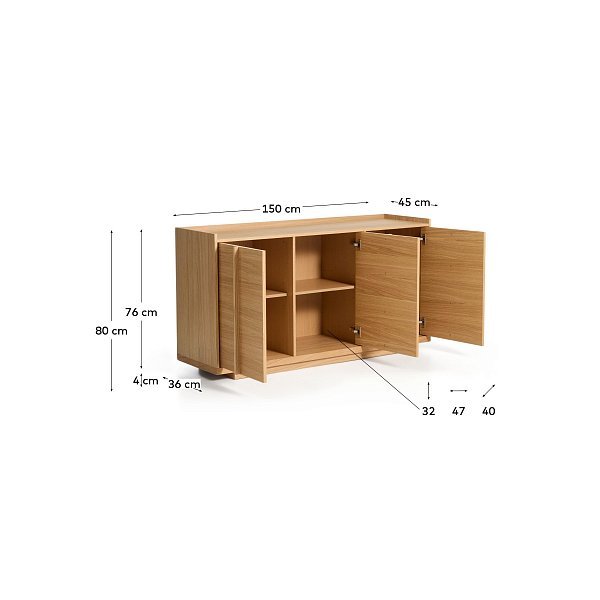 Комод Onix с отделкой из дубового шпона натурального оттенка, 150 x 80 см