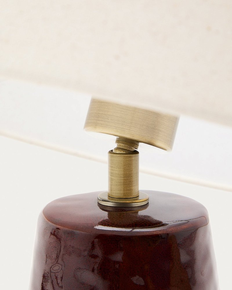 Настольная лампа Drava из бордовой керамики с хлопковым абажуром