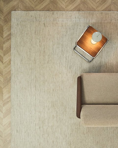 Жаккардовый шерстяной ковер Dalena в бежевую полоску 230 x 160 см