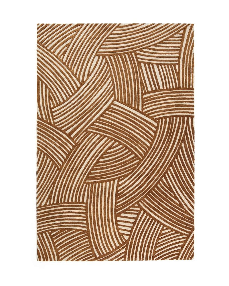 Жаккардовый шерстяной ковер Poreni с бежевым рисунком, 200 x 300 см