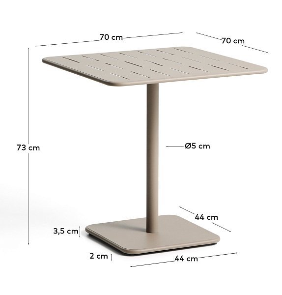 Уличный стол Brai из оцинкованной стали бежевого цвета, 70 x 70 см