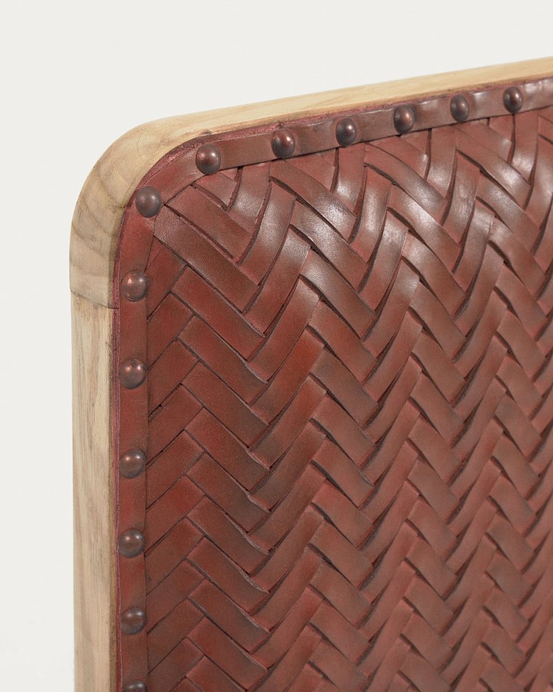Изголовье кровати Natesa из массива тика и кожи 163 x 60 см
