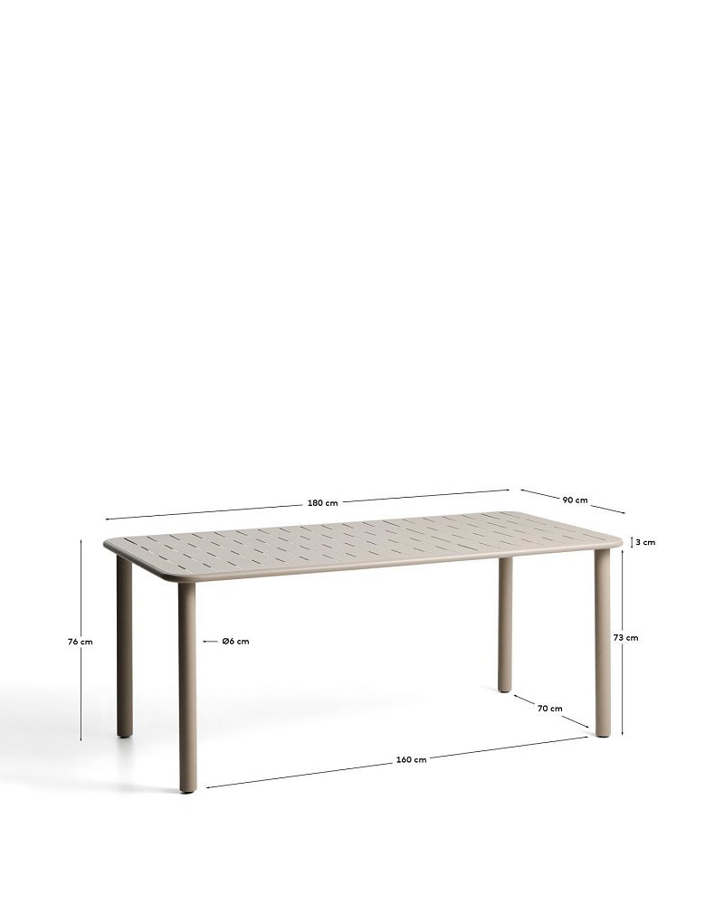 Уличный стол Brai из оцинкованной стали бежевого цвета, 180 x 90 см