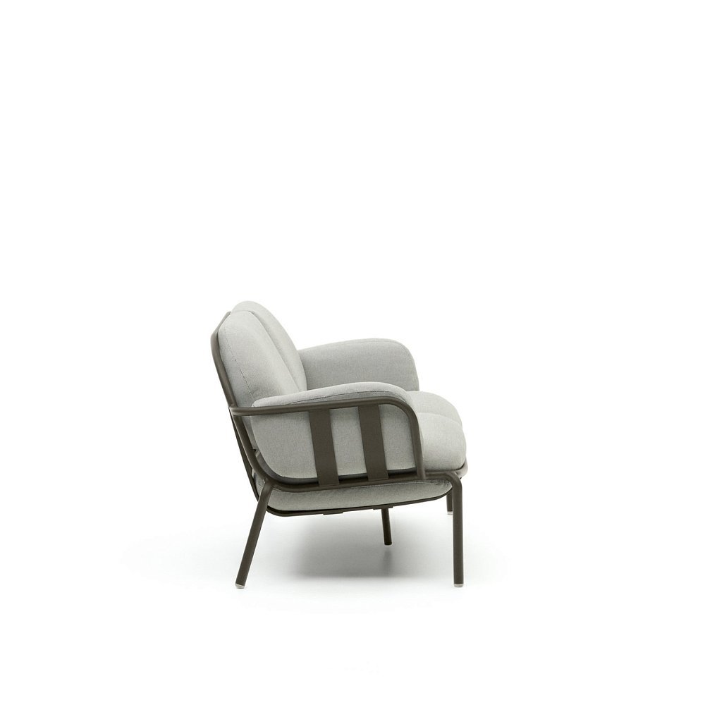 Уличный диван Joncols из серой ткани и зеленым алюминиевым каркасом 164 см