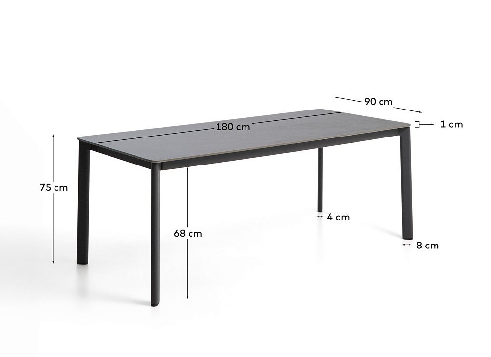 Уличный стол Anafi из спеченного камня и графитового алюминия 180 x 90см