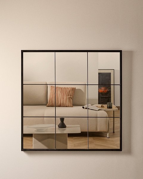 Зеркало настенное Ulrica черное металлическое 80 x 80 см