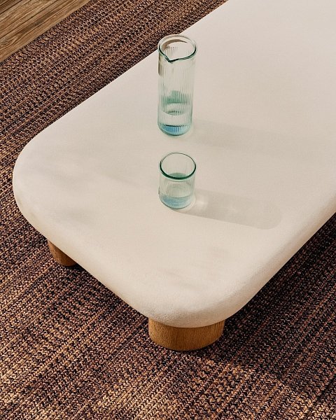 Журнальный столик Labra из цемента и акации 140 x 70 см