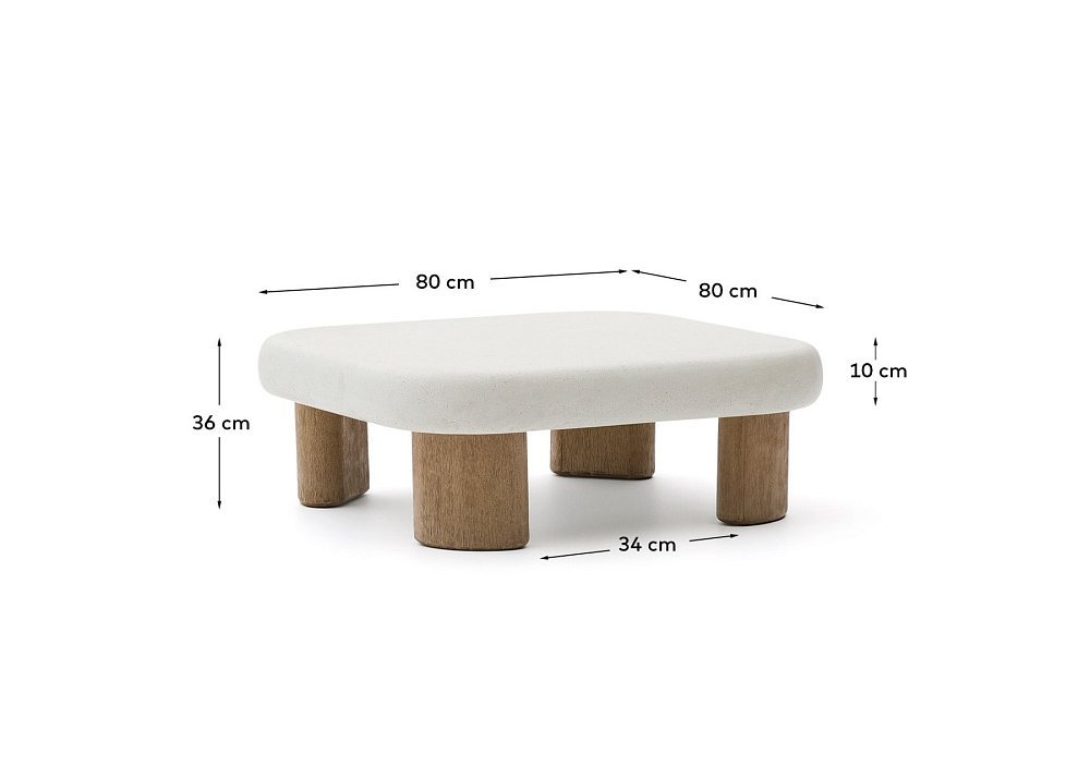 Журнальный столик Labra из цемента и акации 80 x 80 см