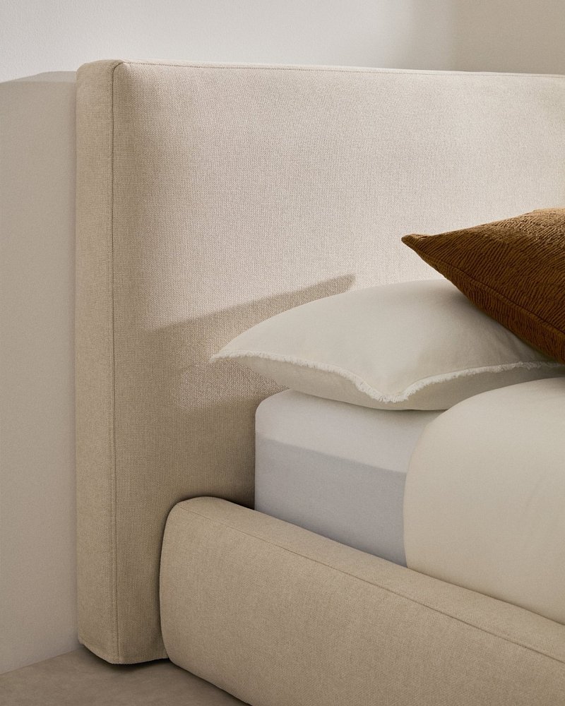 Кровать Blok бежевая со съемными чехлами под матрас 90 х 200 см