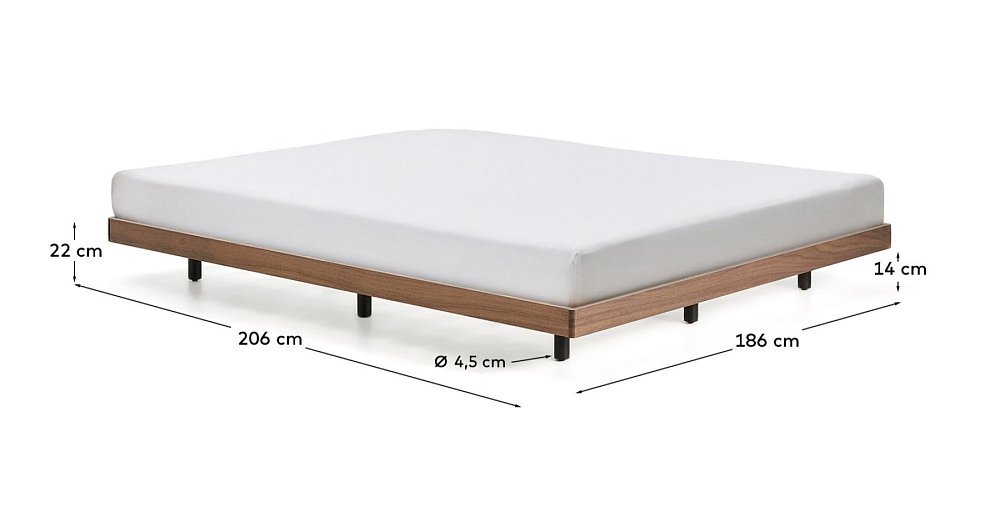 Основание кровати Norlen из орехового шпона с темной отделкой для матраса 180 x 200