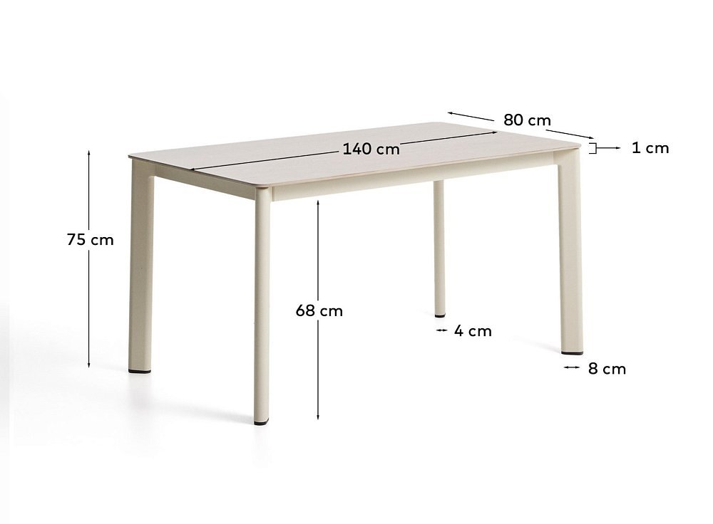 Уличный стол Anafi с бежевой столешницей из спеченного камня, 140 x 80 см