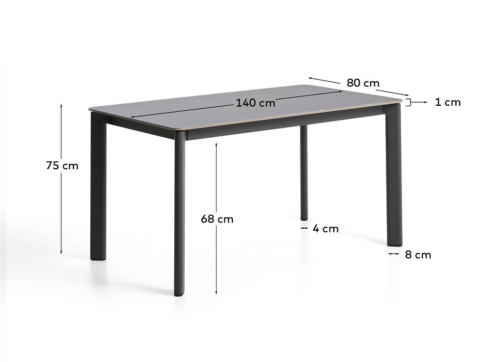 Уличный стол Anafi с графитовой столешницей из спеченного камня, 140 x 80 см