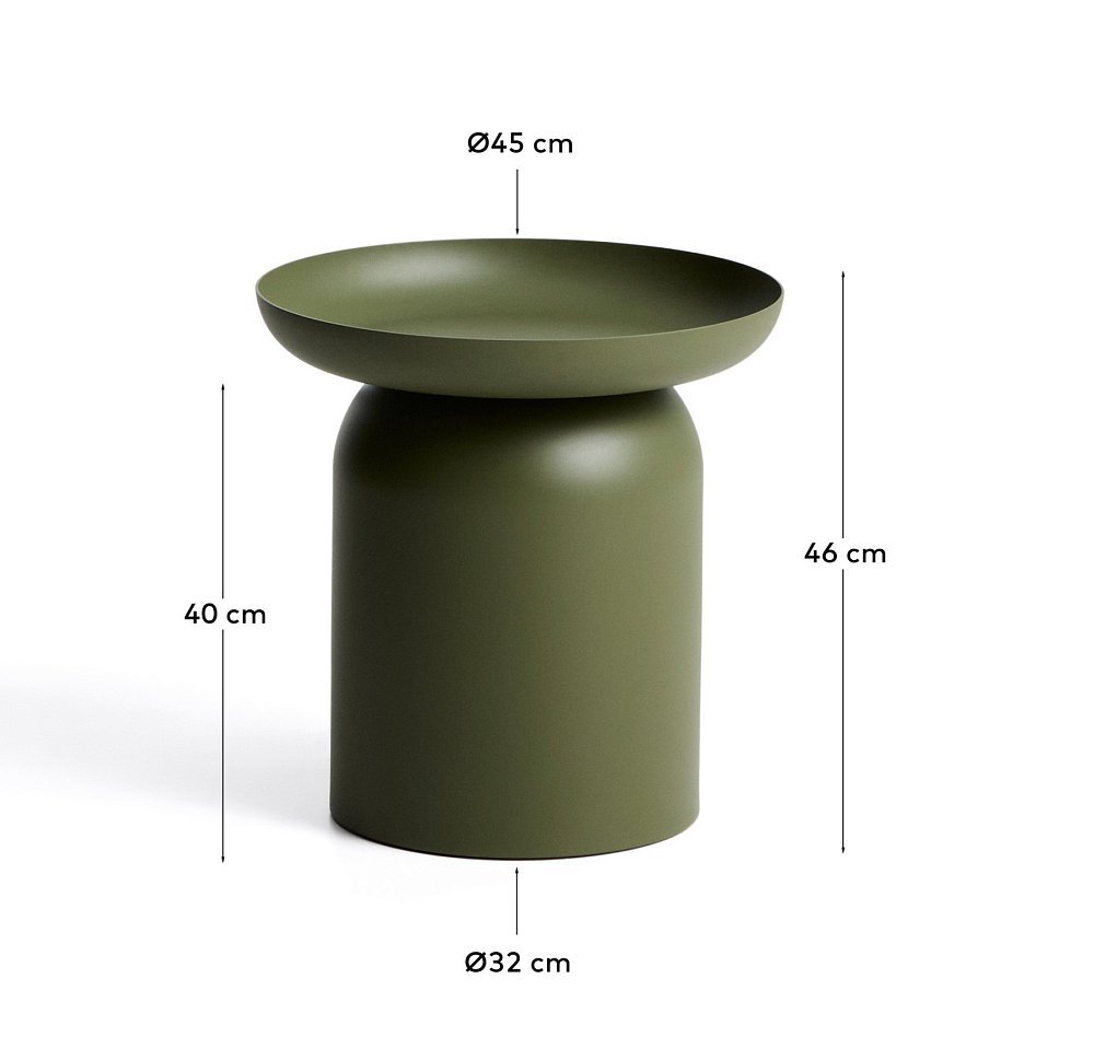 Уличный столик Arcola из зеленого алюминия, диаметр 45 см