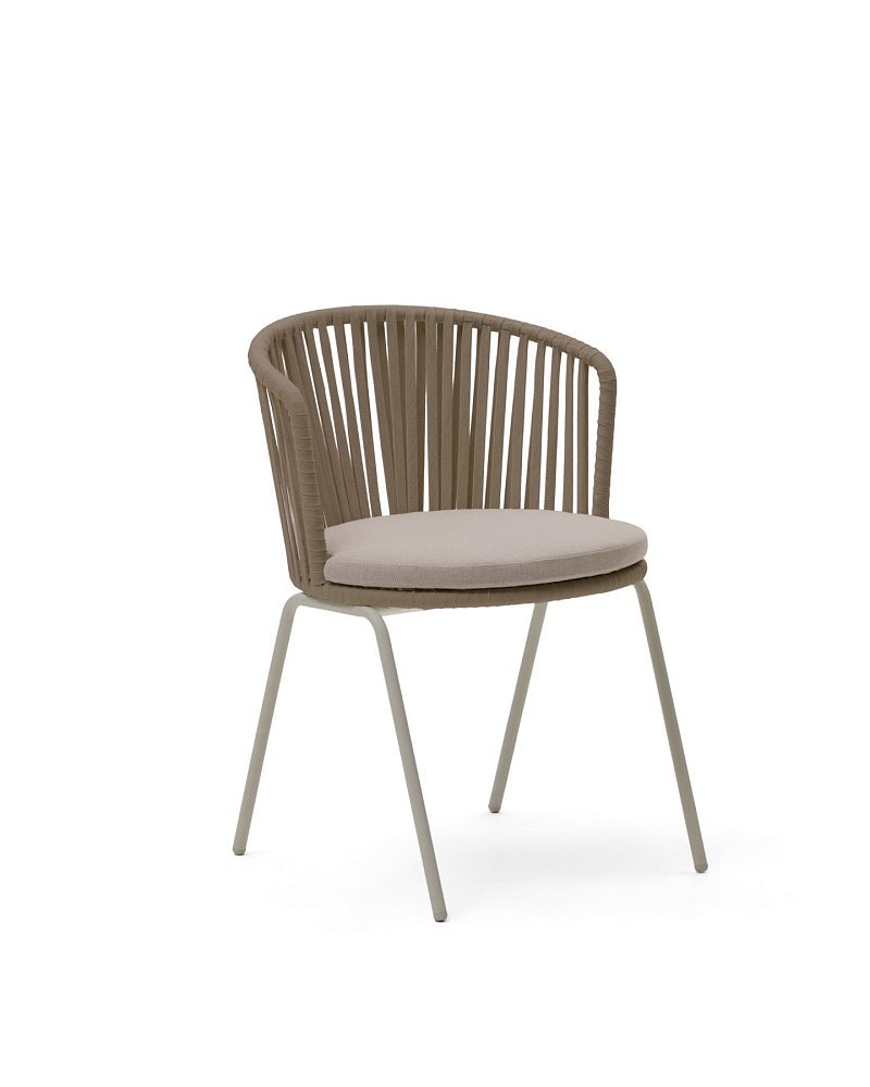 Уличный стул Saconca из бежевой веревки и стали