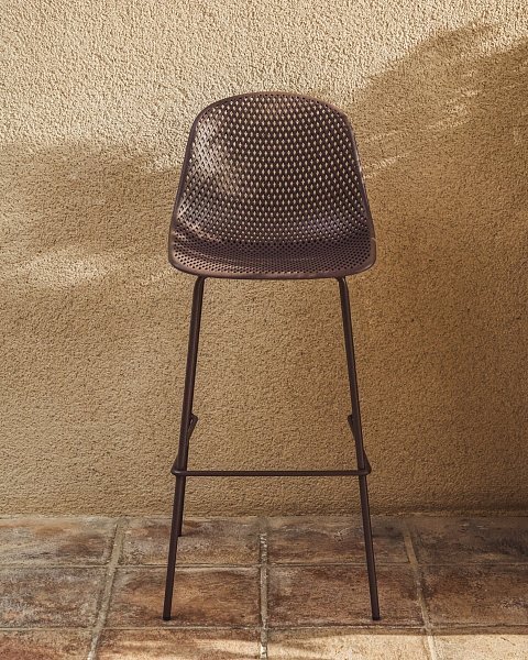 Уличный барный стул Quinby из коричневой стали и пластика, 75 см
