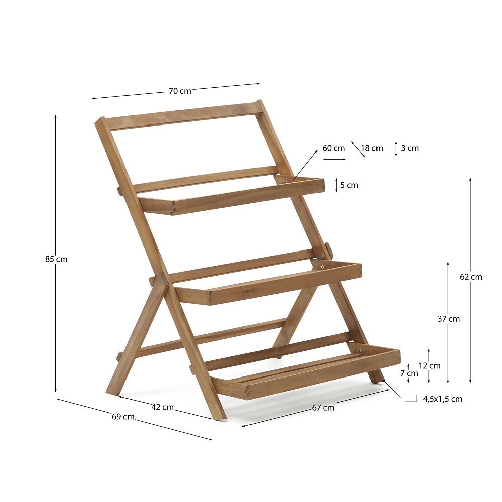 Victora Уличный стеллаж из массива акации 70 x 85 см