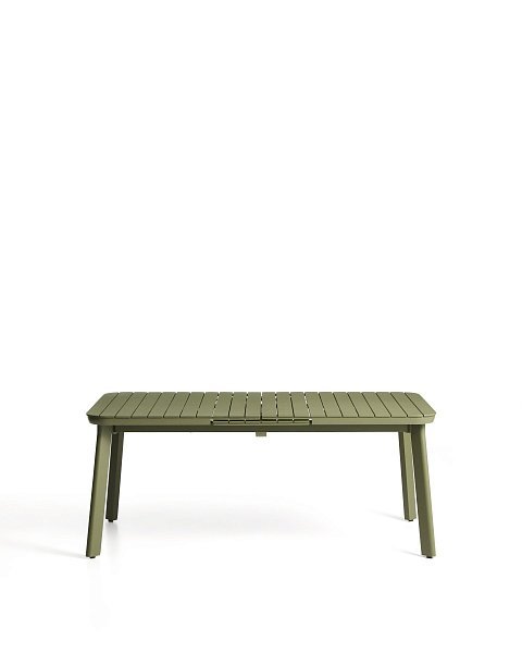 Раздвижной уличный стол Izola из алюминия с зеленой отделкой, 185 (235) x 100 см