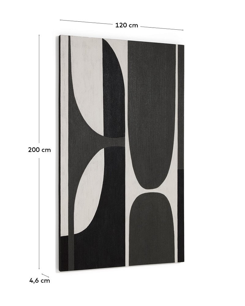 Абстрактная черно-белая картина Onure, 120 x 200 см