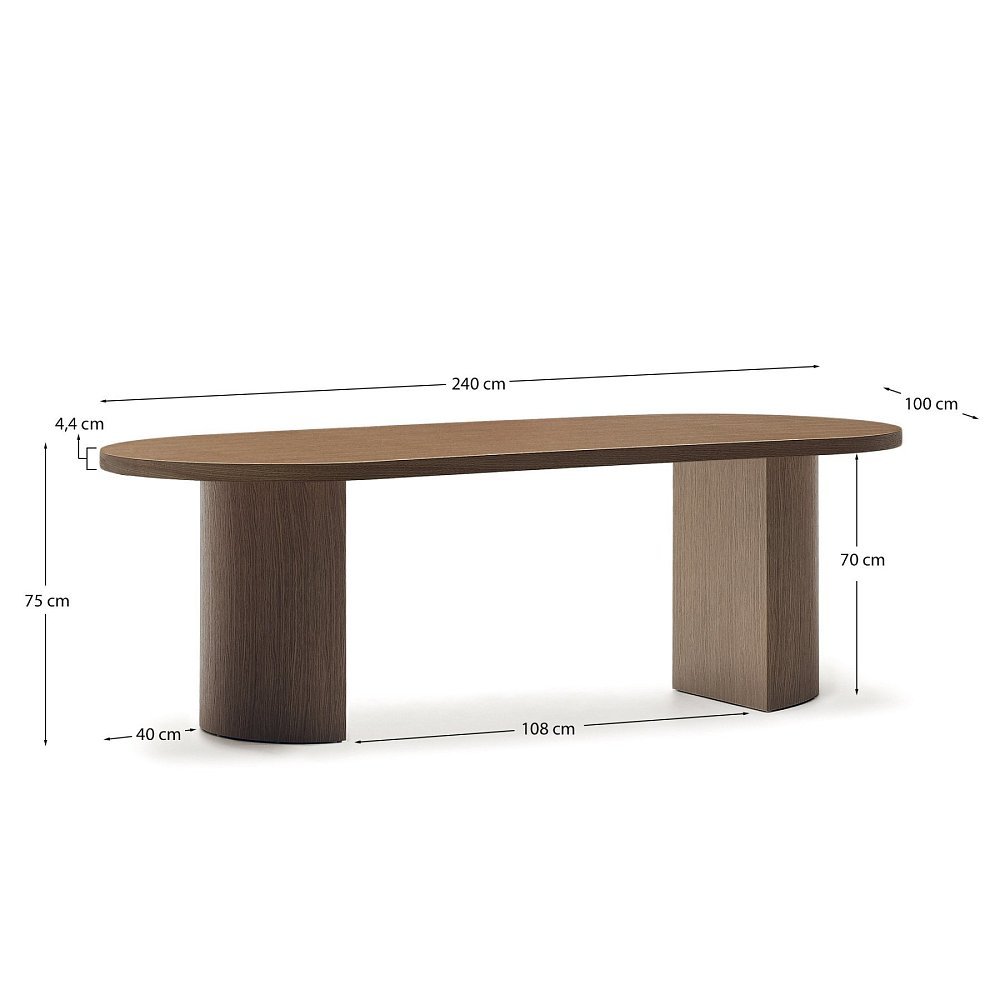Стол Nealy с ореховым шпоном в темной отделке, 240 x 100 см