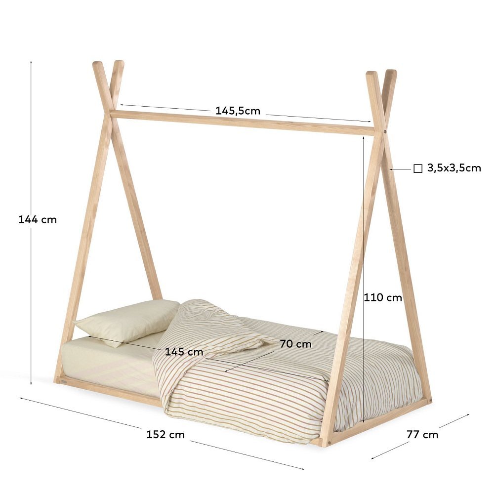Детская кроватка Maralis из ясеня в виде вигвама 70 x 140 cm