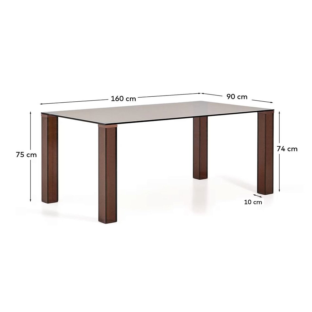 Стол Adularia из коричневого закаленного стекла 160 x 90 см
