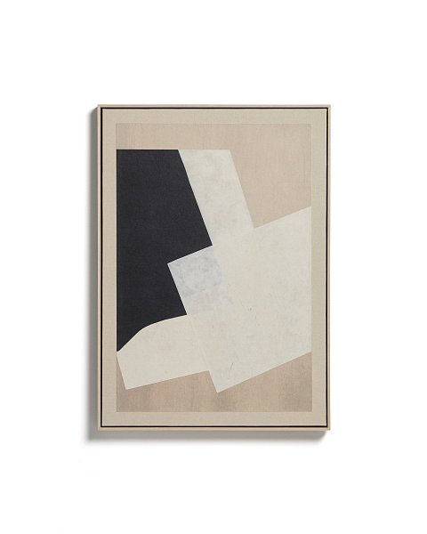 Абстрактная картина Varo на бежевом льняном полотне и бумаге, 50 x 70 см