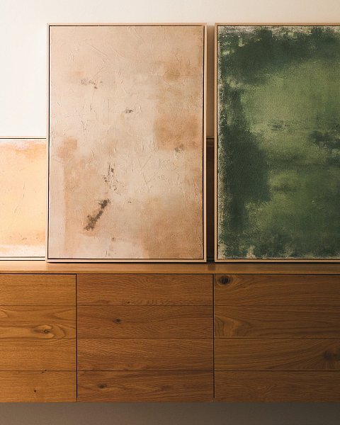 Абстрактная картина Selnar зеленая 60 x 90 см