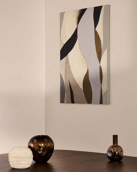 Абстрактный холст Marvilo серо-горчичного цвета 60 x 90 см