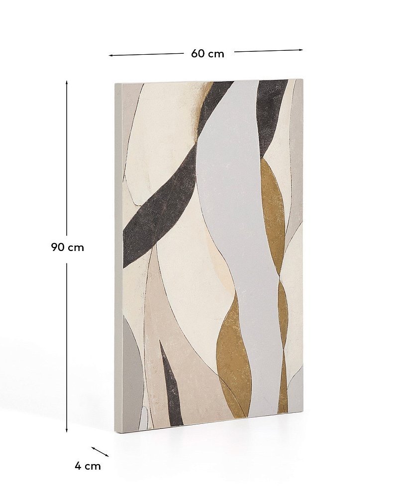 Абстрактный холст Marvilo серо-горчичного цвета 60 x 90 см