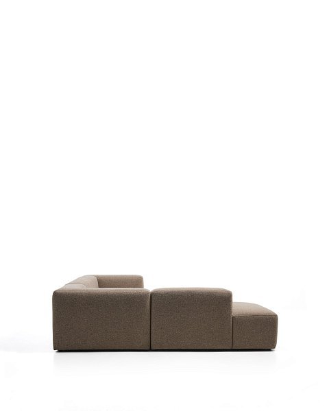 Угловой пятиместный диван Blok из коричневой синели с левым шезлонгом, 255 x 320 см