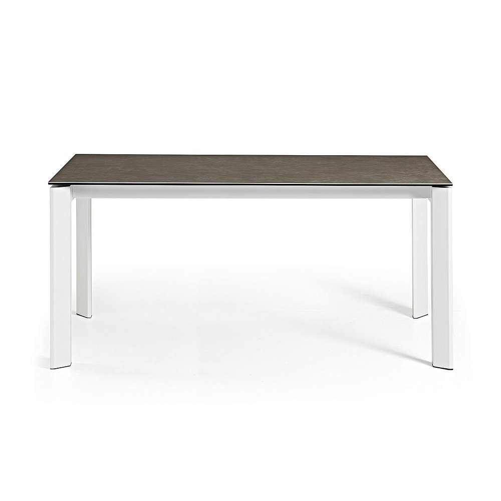 Стол Atta 160 (220)x90 керамика Vulcano Ash, белые ножки