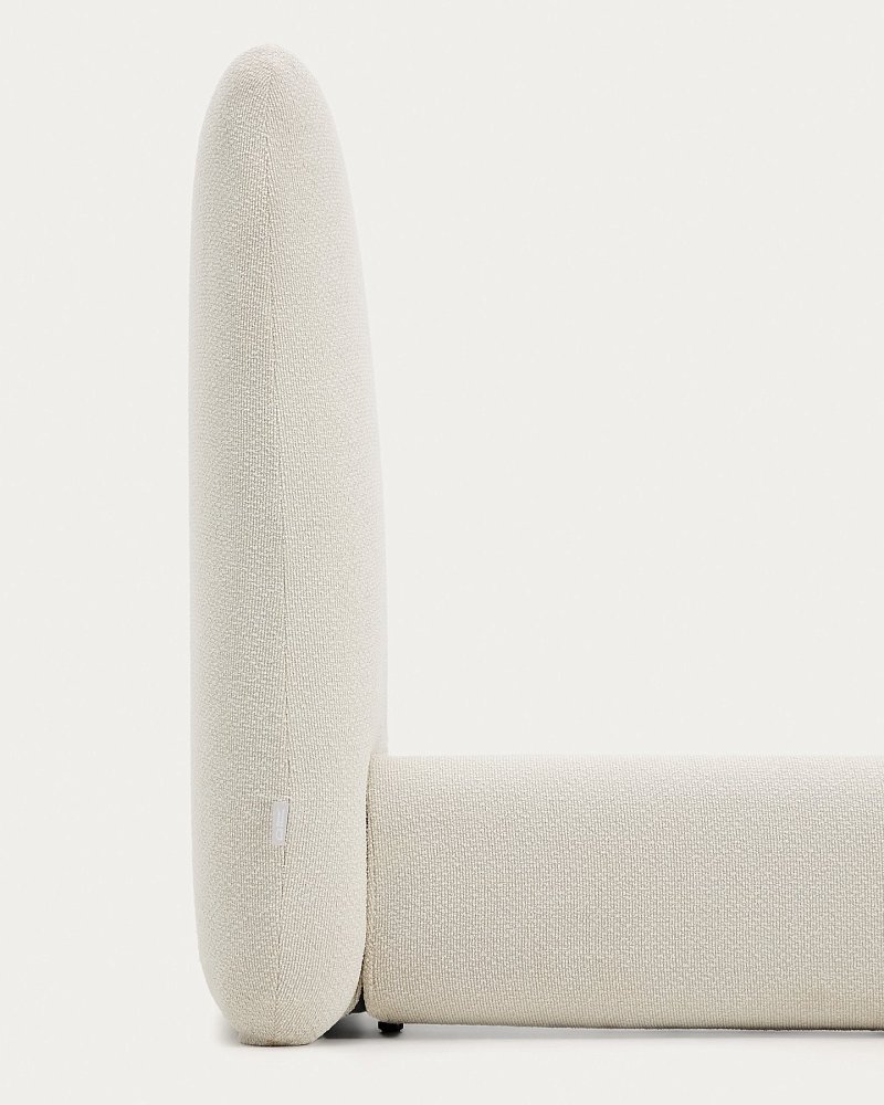 Кровать Martina со съемным чехлом из шенилла цвета экрю 160 x 200