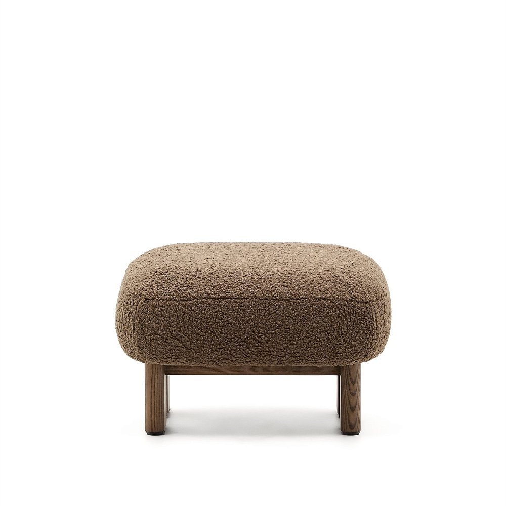 Пуф Cabana Taupe Boucle с ножками в отделке орех 65x55,4