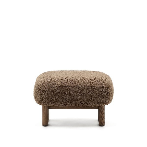 Пуф Cabana Taupe Boucle с ножками в отделке орех 65x55,4