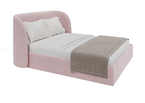 Кровать двуспальная Classic 160 см (розовый, велюр)