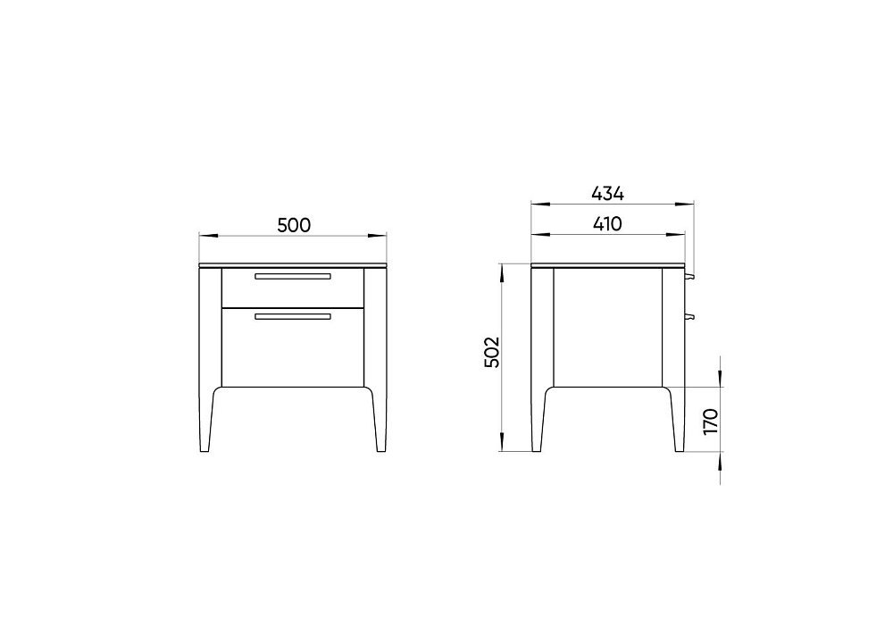 Тумба прикроватная Type oak 2 ящика ширина 50 см (натуральный дуб)