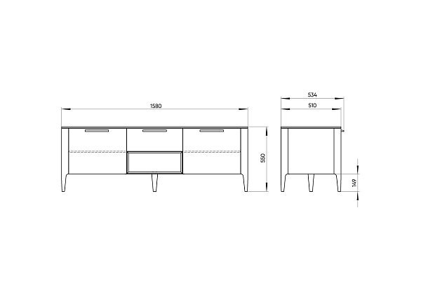 Тумба Type oak под ТВ ширина 160 см (черный)
