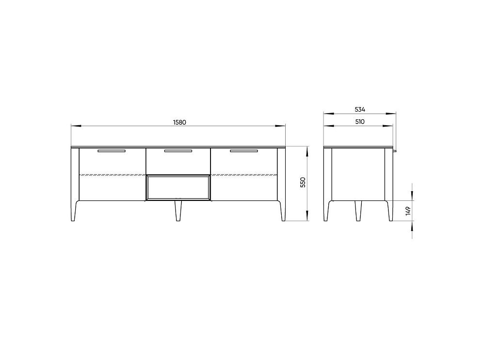 Тумба Type oak под ТВ ширина 160 см (светло-серый)
