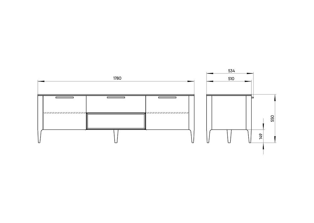 Тумба Type oak под ТВ ширина 180 см (белый)