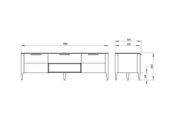 Тумба Type oak под ТВ ширина 180 см (белый)